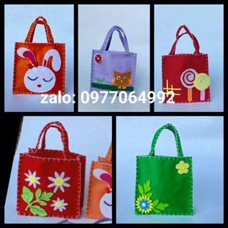 5 túi xách thủ công handmade- 15x 25cm- Đồ dùng mầm non bằng nỉ