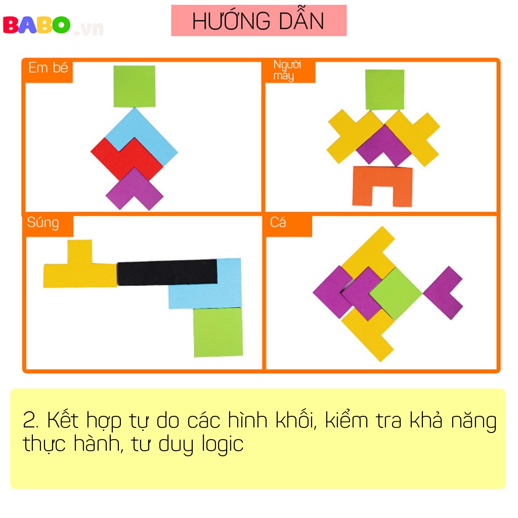 Đồ Chơi Xếp Hình Tetris Bằng Gỗ Thông Minh Babo Cho Bé Phát Triển Tư Duy, Khả Năng Tập Trung Sáng Tạo, Kích thước 27x18