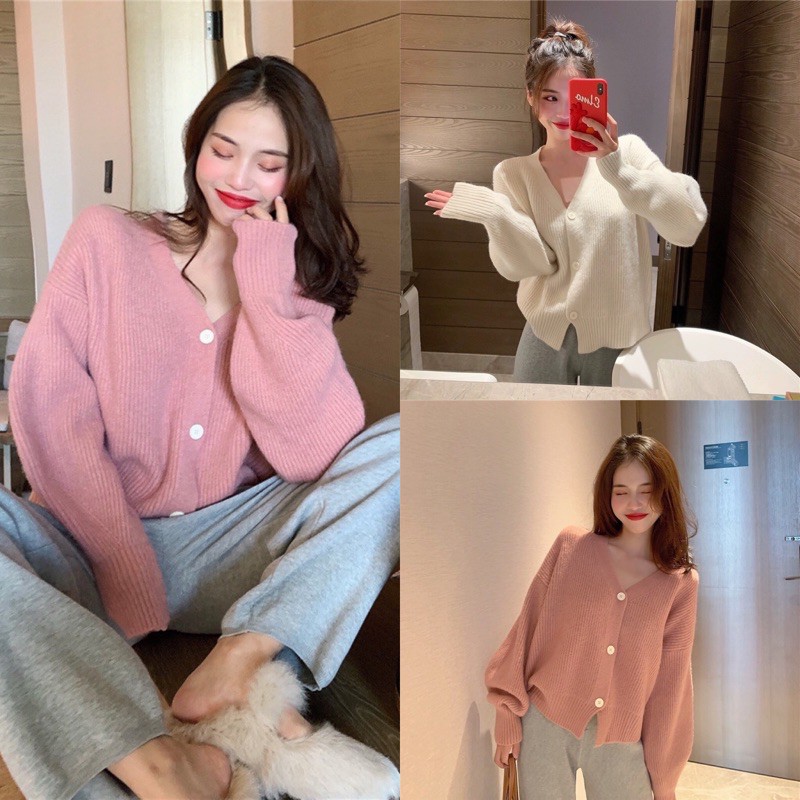 Áo cardigan len tăm mịn khoác ngoài cao cấp croptop cổ tim V dệt kim kiểu Hàn Quốc MSP430