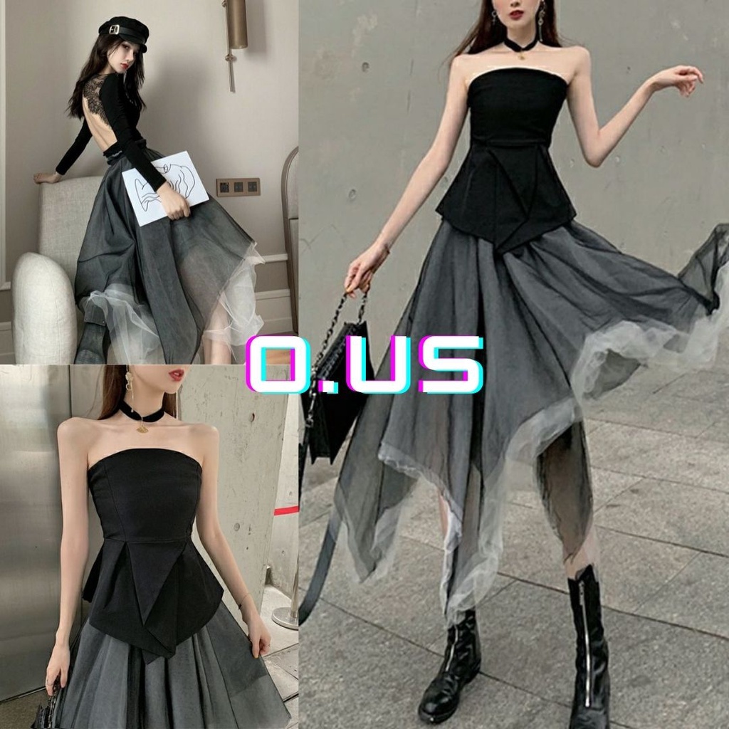 (Sẵn váy) SET ÁO QUÂY + CHÂN VÁY TUTU DÀI VẠT XẺ VOAN PHỒNG CÁ TÍNH