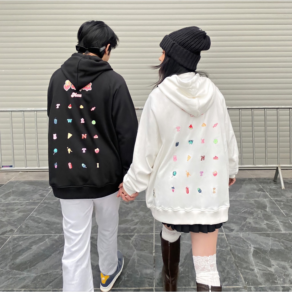 HOODIE TWENTI ZIP NỈ COTTON PHIÊN BẢN KẸO NGỌT ĐEN | BigBuy360 - bigbuy360.vn