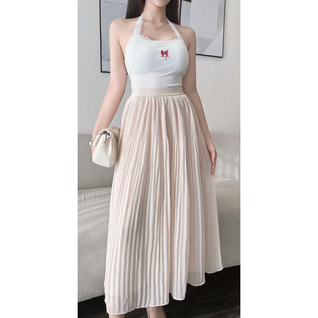 Chân váy voan, váy voan h&m mềm mịn lớt lót chiffon cao cấp