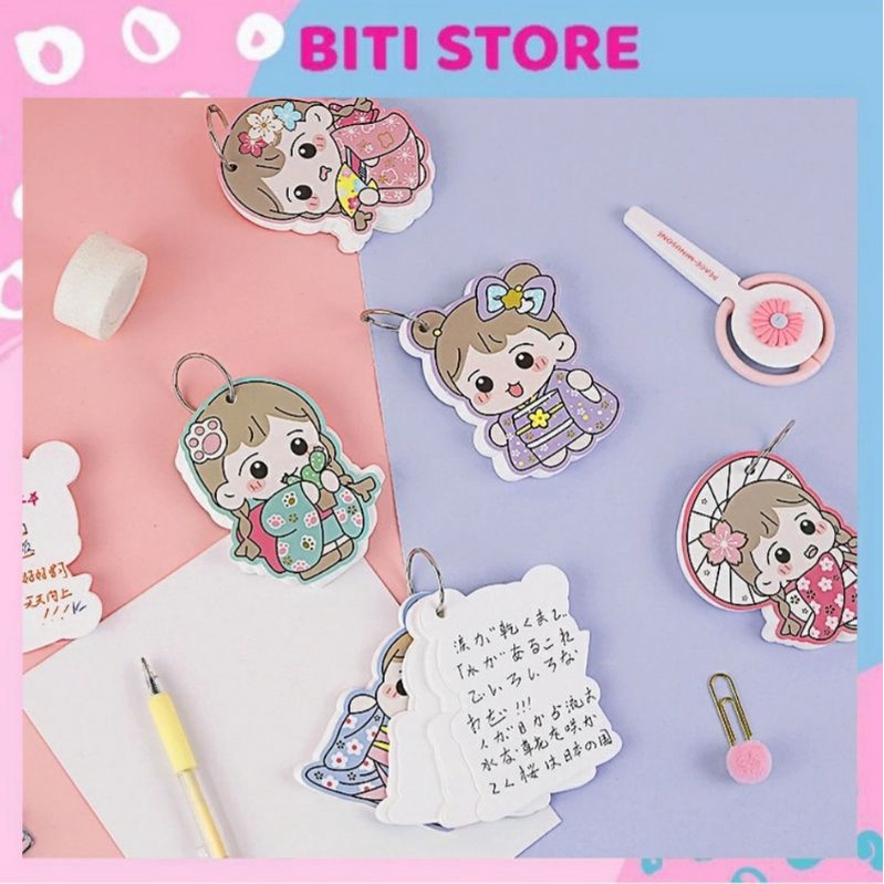 Thẻ Còng Ghi Chú Hình Dáng Cô Gái Nhật Bản Xinh Xắn BiTi Store