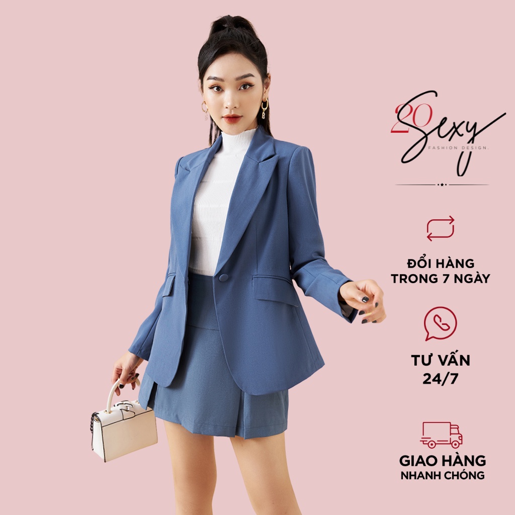 Áo vest nữ dài tay cổ bẻ 20Sexy by 20AGAIN thiết kế thanh lịch, trẻ trung VDA1805