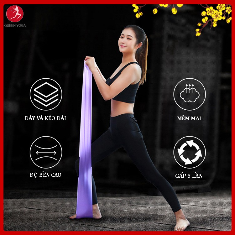 Dây Đàn Hồi Kháng Lực - Thun Tập Gym - Yoga QUEEN YOGA Cao Su Đàn Hồi 1,5m