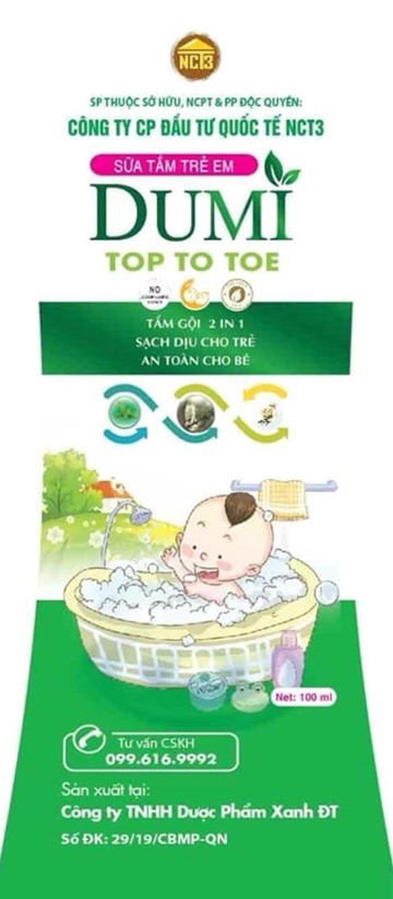 Sữa tắm cho bé Dumi Top to toe 2 trong 1 an toàn cho trẻ sơ sinh