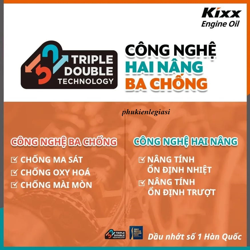 Nhớt Kixx 10W40 Fully Synthentic xe số tổng hợp toàn phần nhập khẩu Hàn Quốc