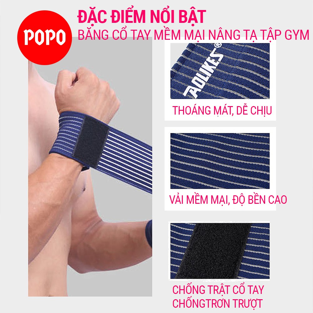 Băng cổ tay nâng tạ vải mềm co dãn, quấn cổ tay tập GYM 1128, chống chấn thương cổ tay chất liệu cao cấp