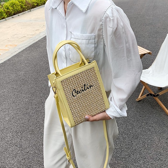 Túi xách nữ đeo chéo da phối cói Cecilin