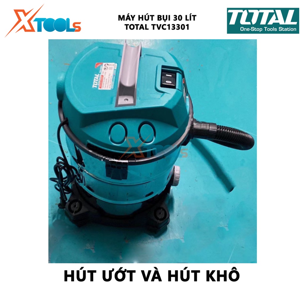 Máy hút bụi Total TVC13301 Máy hút bụi cầm tay Công suất: 1300W Lưu lượng khí: 1.8CBM / phút Dung tích: 30L [XTOOLs]