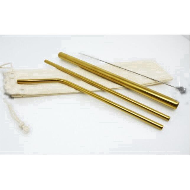 Set ống hút 5 món bằng thép không gỉ Lt999 kèm cọ vệ sinh và túi đựng tiện lợi