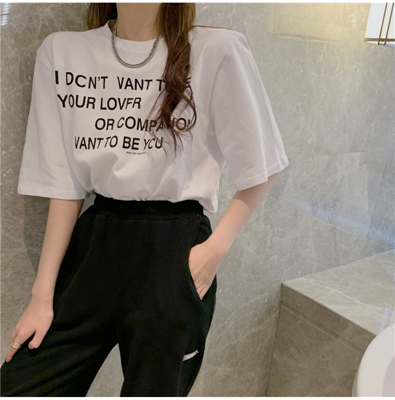 SUXI Áo Thun Nữ Ngắn Tay In Chữ