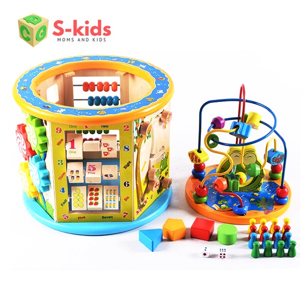 Đồ Chơi Gỗ S-kids, Hộp đa năng 8 in 1 cho bé phát triển toàn diện các kỹ năng