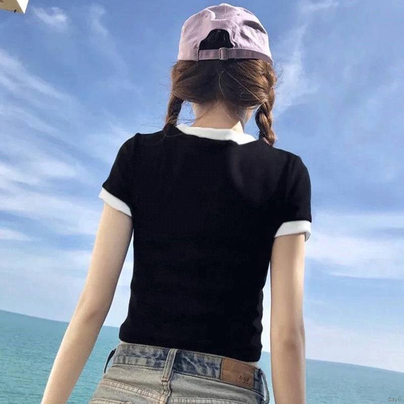 Áo thun nữ tay ngắn dáng ôm phong cách Hàn Quốc