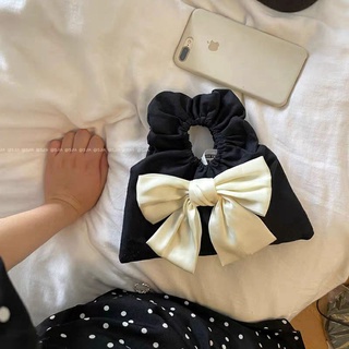 Túi cầm tay bowknot mini đen mùa hè 2021 túi xách màu đen túi vải nhỏ_hàng oder