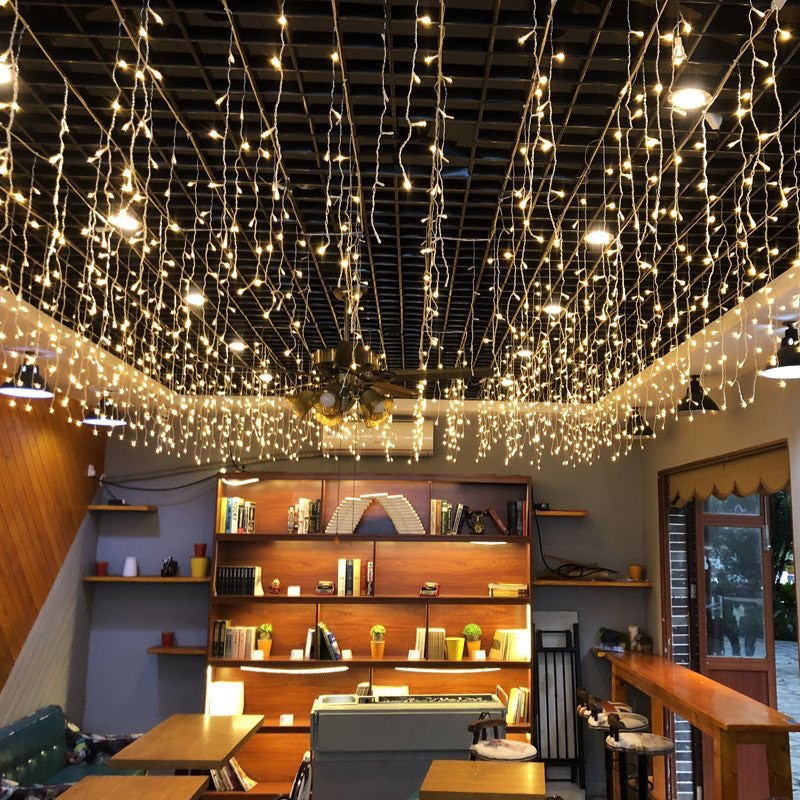 Đèn led trang trí mành rủ Ngoài trời chống nước - Đèn Nháy thả rủ trang trí Ban Công, Quán Cafe, sảnh chung cư,quán cafe