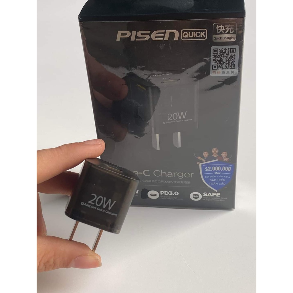 Củ Sạc Nhanh Pisen Quick Teeny 20W PD - Hàng Chính Hãng