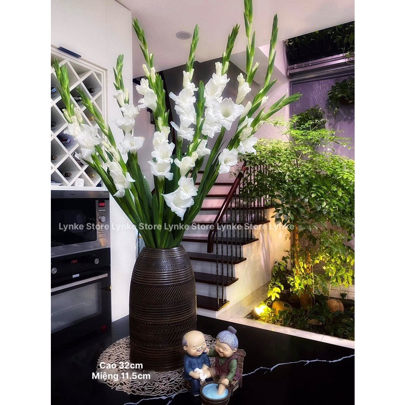 Bình Hoa Lọ Hoa Gốm Dáng Chuông To Khắc Vẽ Tay Thủ Công Gốm Sứ Bát Tràng - Lynke Store