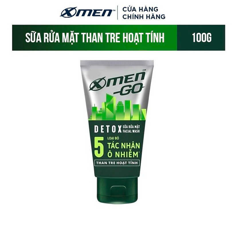 Sữa rửa mặt X-Men Go DETOX Than Tre Hoạt Tính 100G