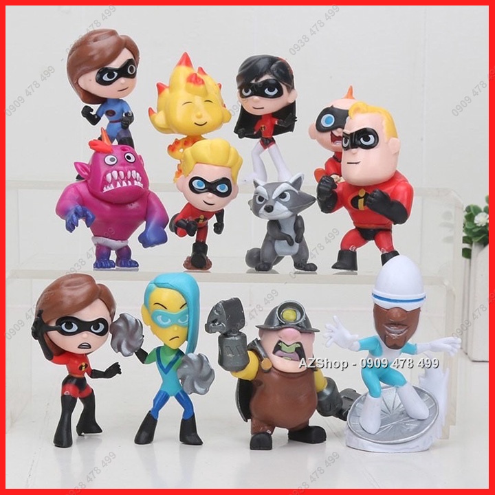 BỘ 12 NHÂN VẬT GIA ĐÌNH SIÊU NHÂN INCREDIBLES 2 - 7988