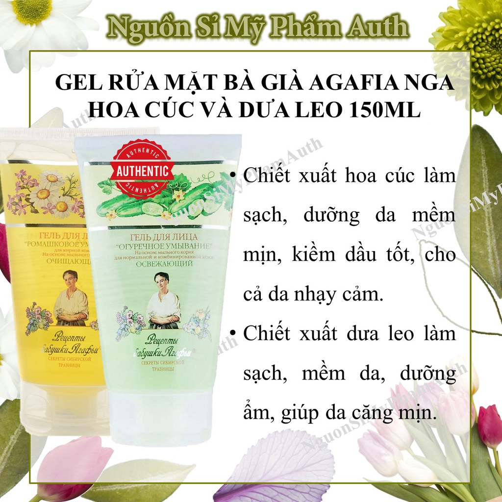 Sữa rửa mặt Bà Già Nga, rửa mặt hoa cúc, dưa leo nga