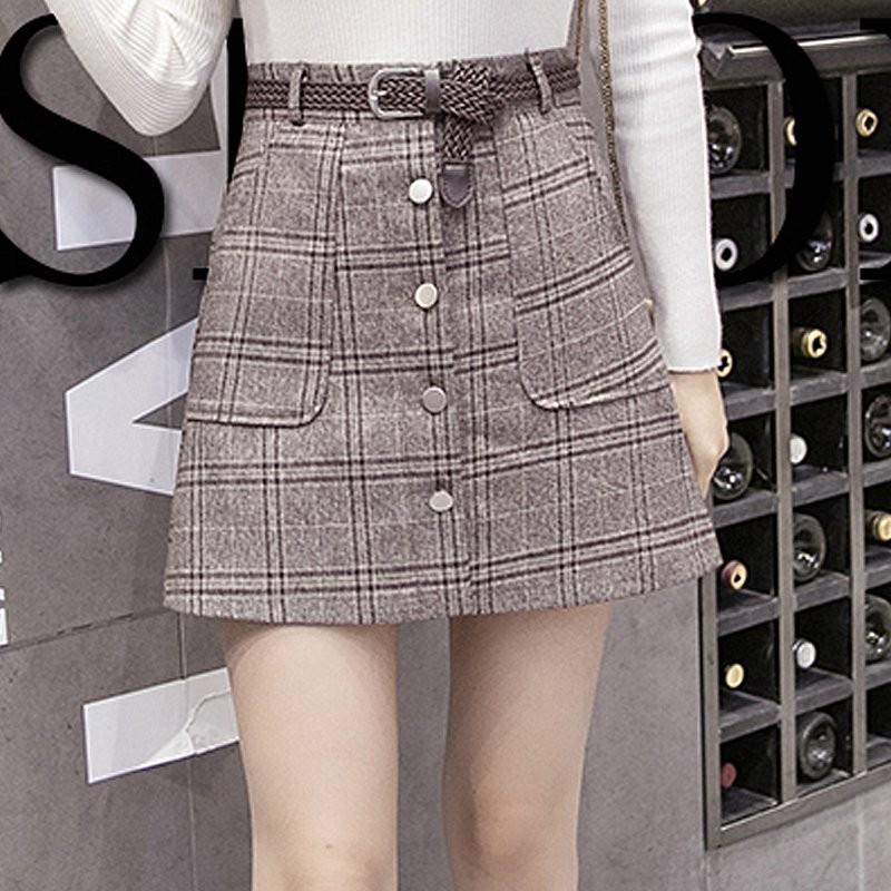 Chân váy nữ ca rô lưng cao thời trang Hàn