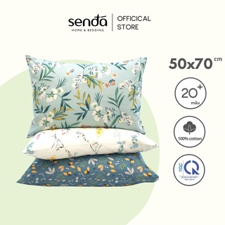 Vỏ gối nằm cotton thô lụa cao cấp SEN ĐÁ 50x70 cm họa tiêt hoa lá (nhiều mẫu), bao gối mềm mại không khóa kéo tiện lợi