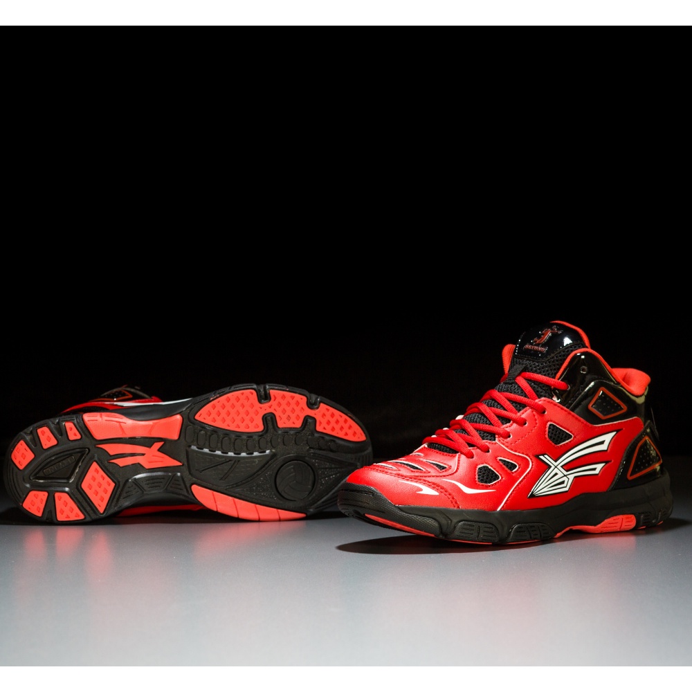 Giày thể thao nam nữ Beyono Golden star C red black, giày bóng chuyền đế cao su tự nhiên, chịu lực, thoáng khí