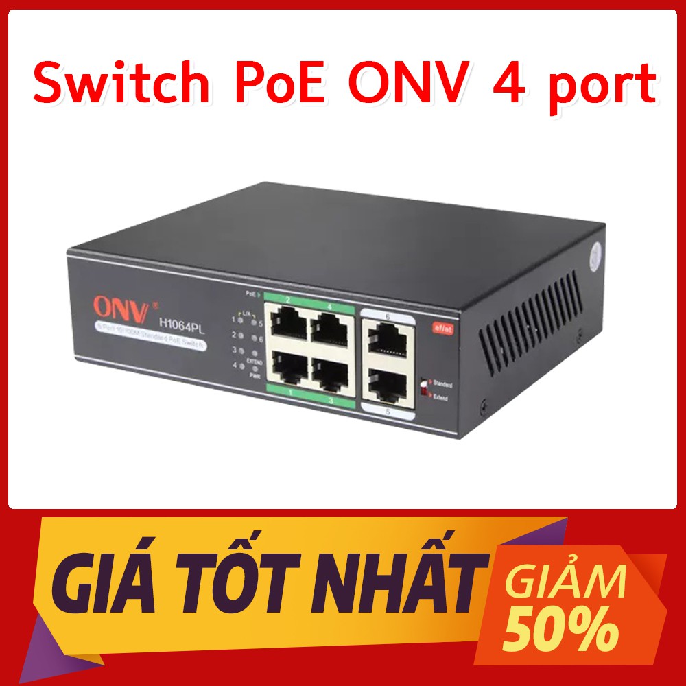 Switch PoE⭐FREESHIP⭐Hàng chính hãng ONV 4 port - 2 Cổng Uplink