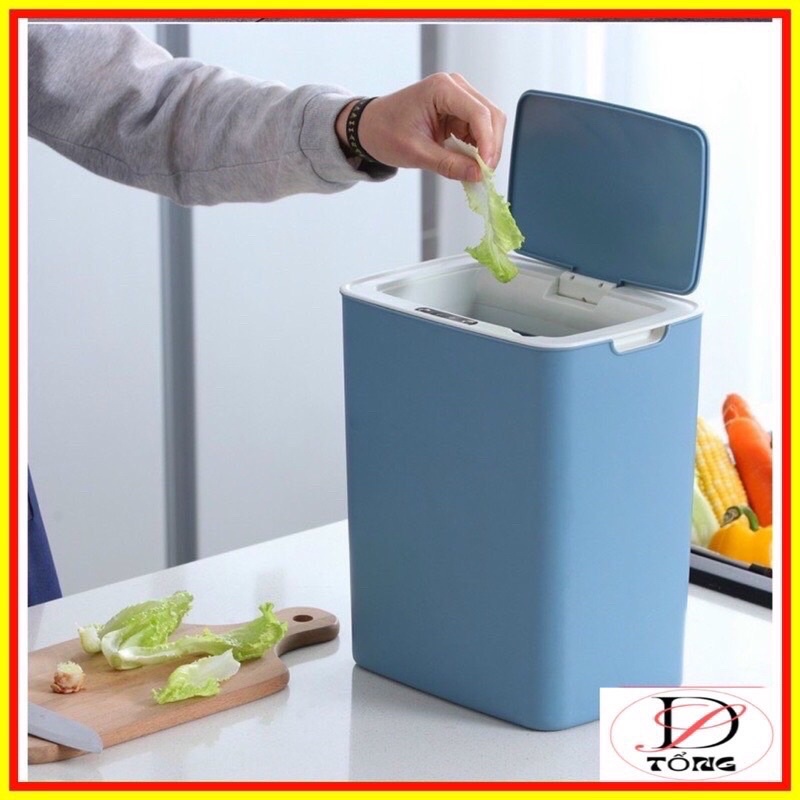Thùng rác cảm ứng hộp đựng rác tự động mở lắp pin tiểu thông dụng dung tích 15L