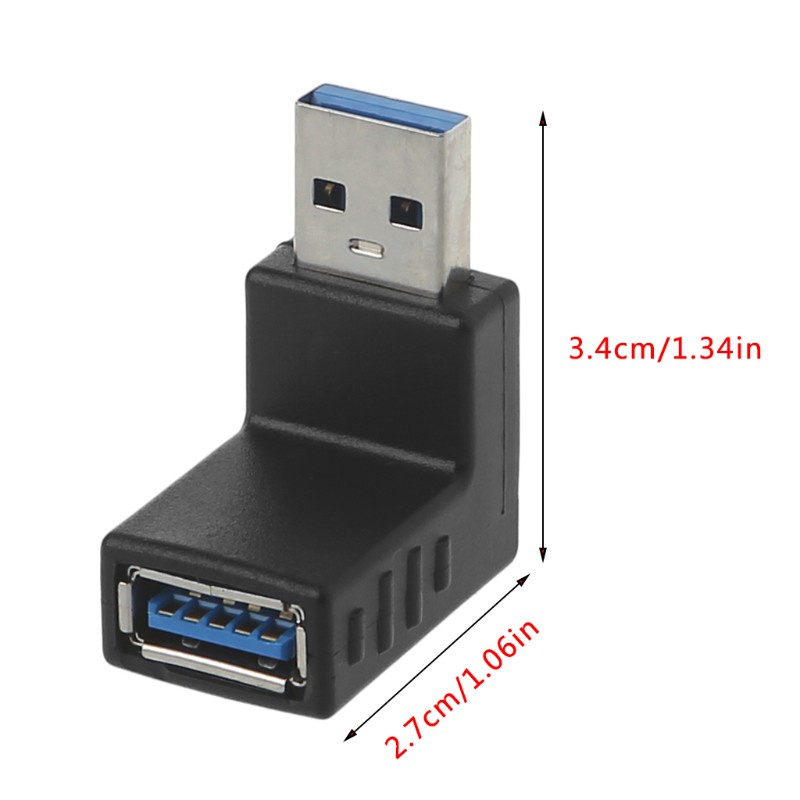 CRE  90˚ Left Right Angled USB 3.0 A Male To Female Connector Adapter For Laptop PC