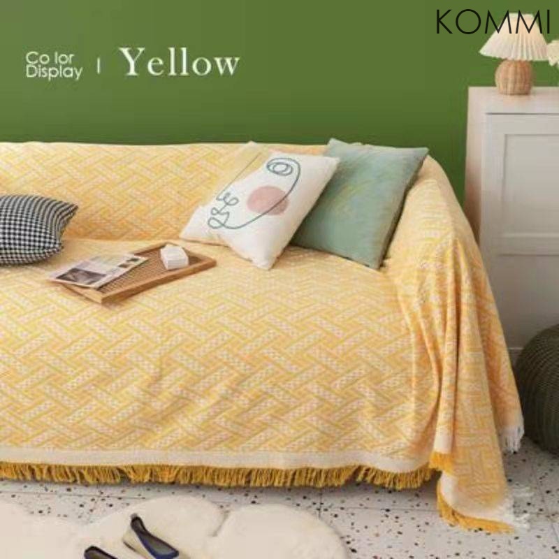 Vỏ bọc ghế sofa hình chữ T màu vàng phong cách bốn mùa