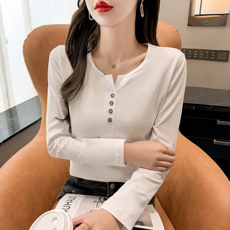 NRVP Áo Thun Nữ Tay Dài 100% Cotton Thời Trang Hàn Quốc