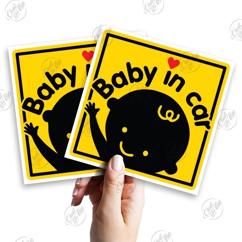 2 logo sticker 10cm x 10cm Baby In Car cho xe ô tô