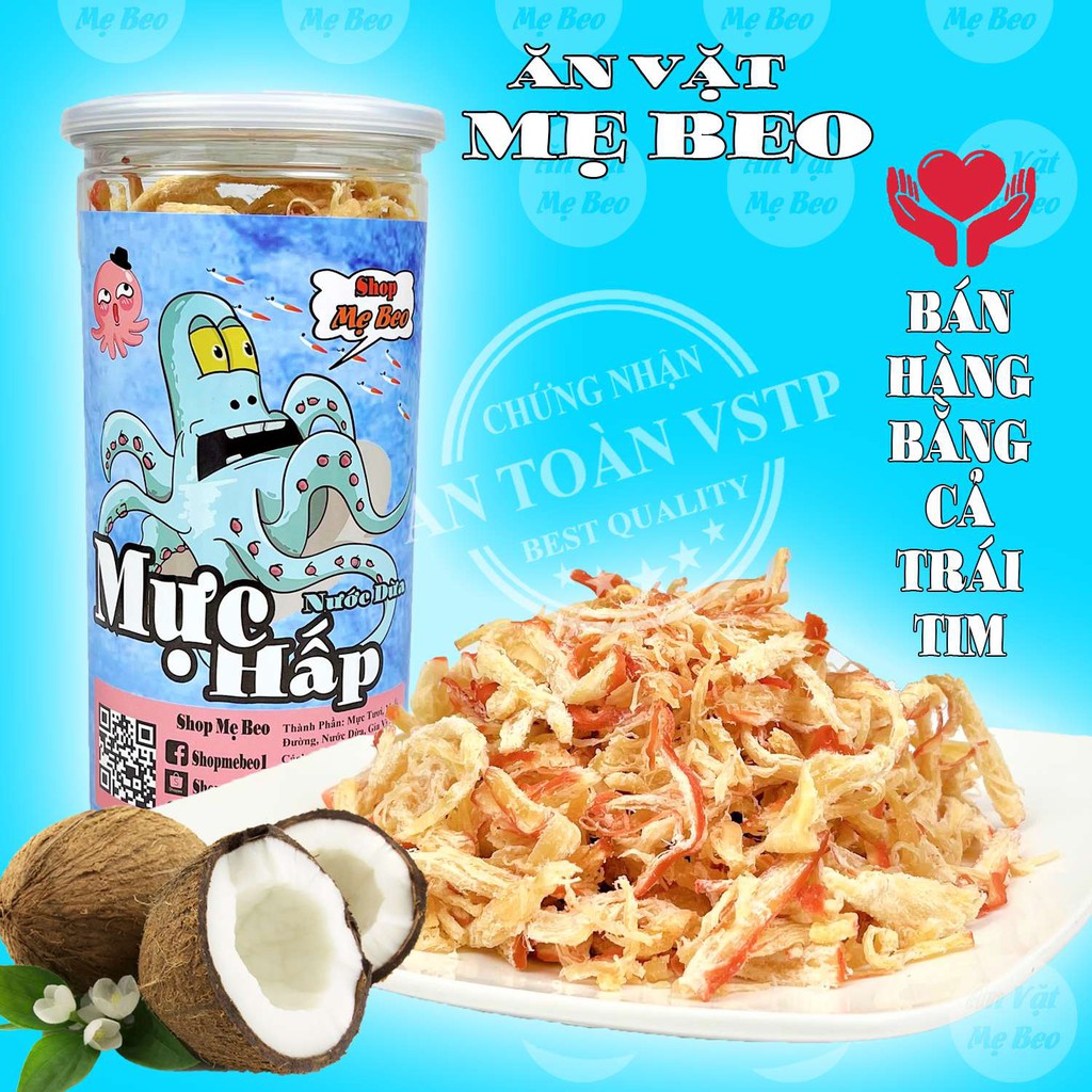 Mực Hấp Nước Dừa Xé Sợi Mẹ Beo 300Gr Ăn Vặt Cực Ngon