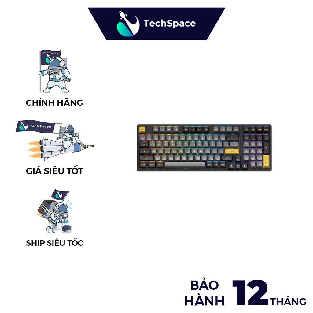 Bàn phím cơ AKKO 3098N Multi-modes Black Gold hotswap (TTC Switch) (Hàng chính hãng)