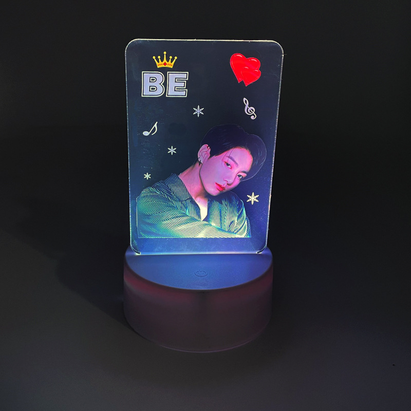 BTS Album BE 7 màu Acrylic Night Light USB Đèn bàn JUNGKOOK  LED Khung ảnh Ban đêm SUGA Dấu hiệu đèn USB Bảng đèn LED ảnh Đèn pin và đèn sạc