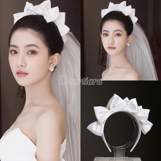 Băng Đô Cài Tóc Cô Dâu Đính Nơ Xinh Xắn