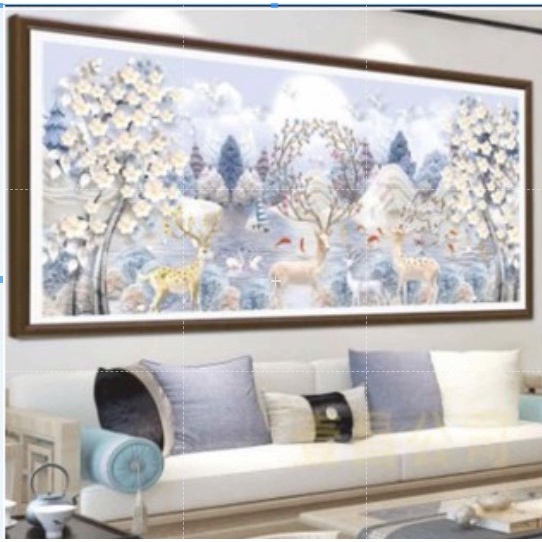 Tranh thêu chữ thập Hươu tài Lộc 0873 kt 150x65 cm (11ct) /180x80 cm (9ct)