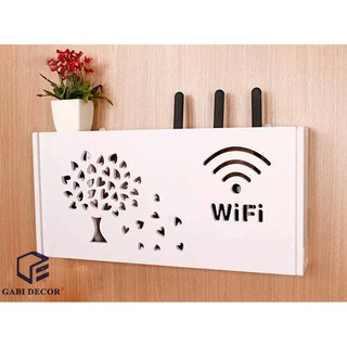 Kệ wifi treo tường 40x20x10cm + Tặng kèm 2 móc treo (k cần khoan) - GABI