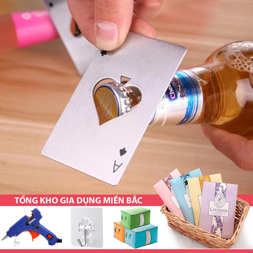 [Tổng Kho Sỉ] Dụng Cụ Mở Bia Độc Đáo Bỏ Túi - HÌNH LÁ BÀI Át Bích I4 (Bạc/Đen)