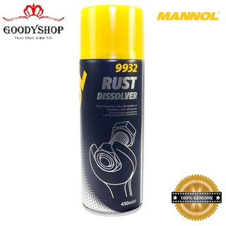 Chai Xịt Làm Tan Nhanh Mọi Rỉ Sét Như Ốc Vít Bị Rỉ Sét Nặng MANNOL 9932 – 450ML Rust Dissolver, Nhập Khẩu Đức GOODYSHOP