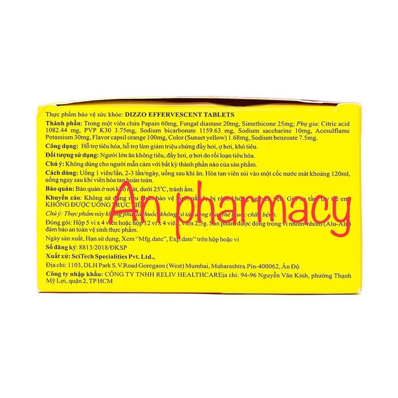 Viên sủi trợ tiêu hoá đầy hơi khó tiêu