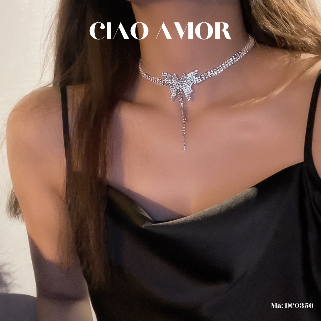Choker đính đá, Chocker nữ, Dây chuyền đính đá dự tiệc sang trọng cánh dây xuống Trang sức Ciao Amor - DC0356