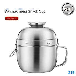 2021 ♕☋✎Hộp cơm cách nhiệt bằng thép không gỉ 304 dày canteen học sinh kép bát mì ăn liền cốc thức nhanh