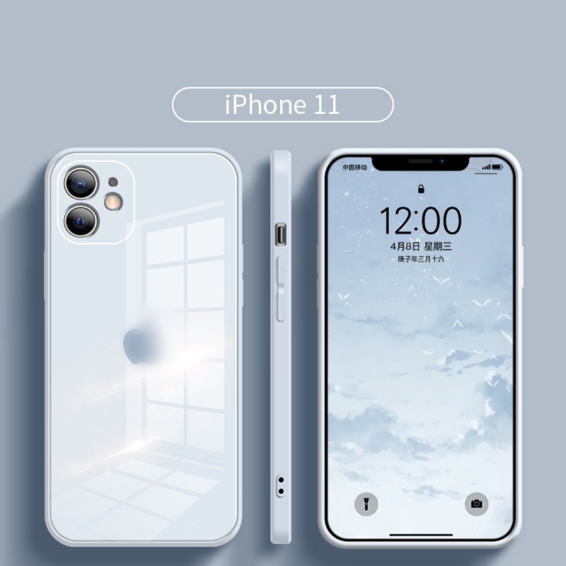 Ốp điện thoại mặt kính hình vuông đơn giản thích hợp cho Iphone 12 11 Pro Max Xs Max Xr X 8 7 Plus