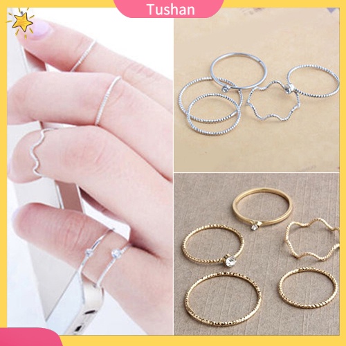 Bộ 5 nhẫn đeo tay thiết kế sáng tạo cho nữ