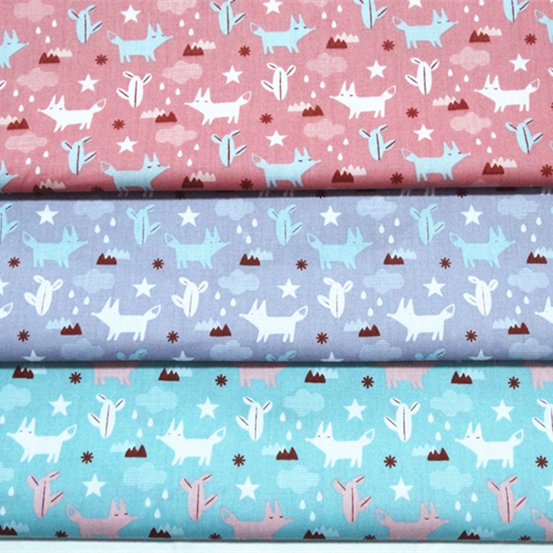 Set 3 Tấm Vải 100% cotton 50 * 40cm Họa Tiết Cáo Dễ Thương