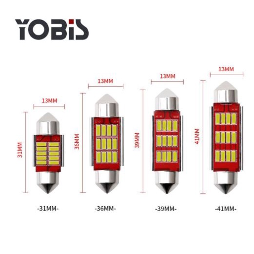 Bóng LED trần xe hơi chip 4014 festoon F4014-12 kích thước 31mm 36mm 39mm 41mm