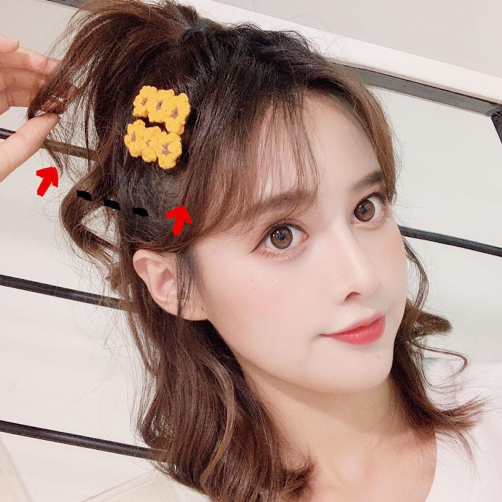 Phụ nữ Kẹp tóc nhỏ màu vàng tươi Cô gái xinh đẹp Daisy Len sợi Kẹp tóc SD